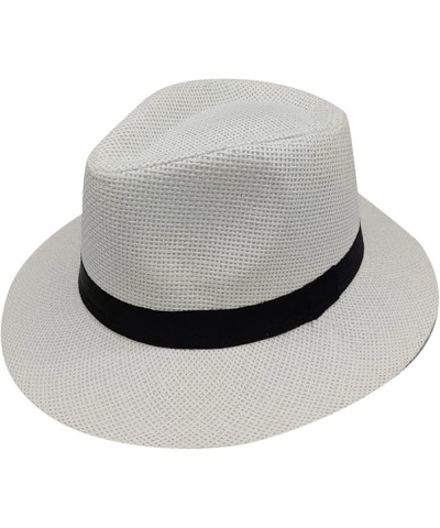 Cowboy Headwear Accessories for Women Unisex Fashion Solid British Sun Hat Wide Brim Straw Hat Adult Jazz Straw White $8.75 R...