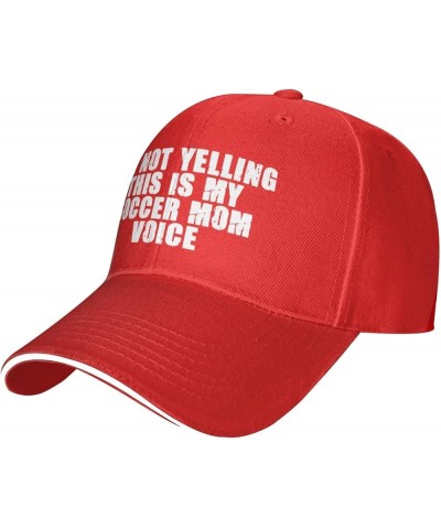 I'm not Yelling This is My Soccer Mom Voice Unisex Baseball Cap Vintage Snapback Cap Adjustable Red $10.23 Baseball Caps