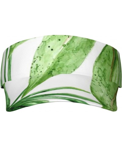 Watercolor Palm Leaves Sun Visor Hats Adjustable Empty Top Baseball Cap Sport Ball Caps for Women Men Black $8.99 Visors