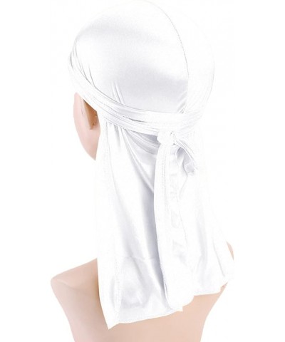 Women's Foldable Color Headband Silky Hat Bundle with Long Stretchy Tail and Wide Straps Loss Caps Winter Wear Mens White $7....