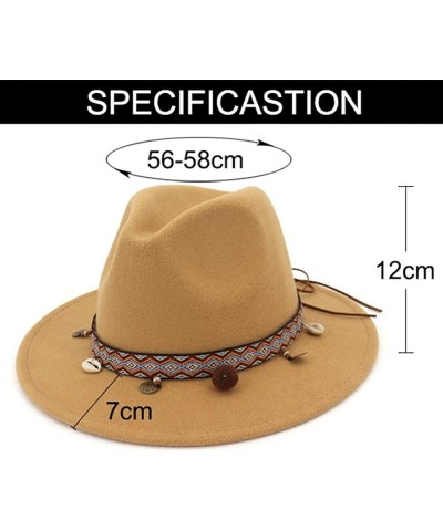 Unisex Vintage Fedora Elegant Royal Felt Hat Wide Brim, Fashionable Ribbon Jazz Gray One Size $14.35 Fedoras