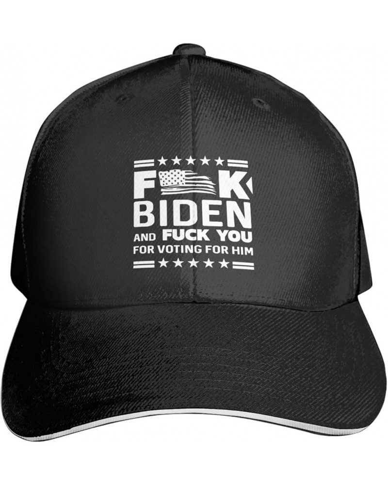 Fuck Biden and Fuck You for Voting for Him Adjustable Baseball Cap Men's Woman's Casual Sandwich Hats Adults Casquette Black ...