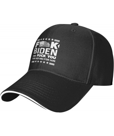 Fuck Biden and Fuck You for Voting for Him Adjustable Baseball Cap Men's Woman's Casual Sandwich Hats Adults Casquette Black ...