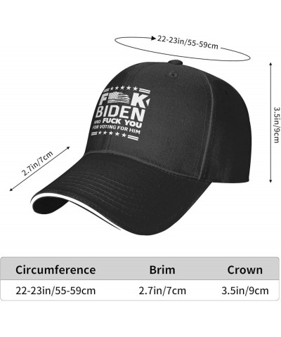 Fuck Biden and Fuck You for Voting for Him Adjustable Baseball Cap Men's Woman's Casual Sandwich Hats Adults Casquette Black ...