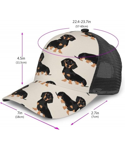 Dusky Rose Print Baseball Cap, Curved Brim Mesh Baseball Cap, Adjustable Baseball Mesh Cap Dachshund Dog $15.38 Baseball Caps