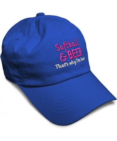 Soft Baseball Cap Softball & Beer That's Why I'm Here Cotton Dad Hats for Men & Women Royal Blue $12.18 Baseball Caps