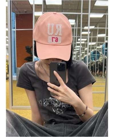 Letter Cloth Label Baseball Cap Female Street Fashion Peaked Cap Male Summer Korean Style Couple Sun Hat Pink $17.80 Baseball...