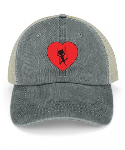 Black Cat Heart Baseball Cap Personalized Trucker Hat Dad Hats Sports Cap for Men Women Gray-style $10.96 Baseball Caps