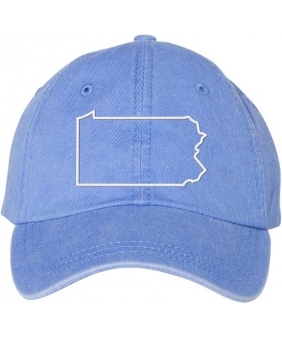 Pennsylvania Outline Embroidered Baseball Cap Adjustable Cotton Dad Hat Pigment-Dyed Periwinkle $14.88 Baseball Caps