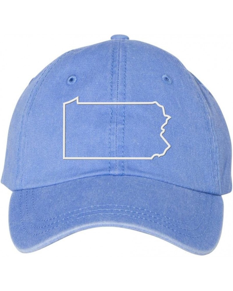 Pennsylvania Outline Embroidered Baseball Cap Adjustable Cotton Dad Hat Pigment-Dyed Periwinkle $14.88 Baseball Caps