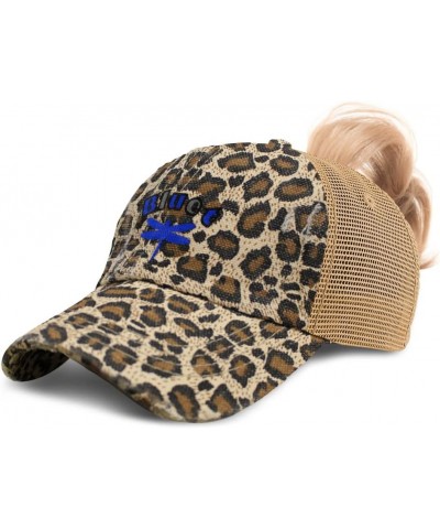 Womens Ponytail Cap Bluet Insects Nature Cotton Biology Distressed Trucker Hat Leopard Design Only $12.60 Baseball Caps