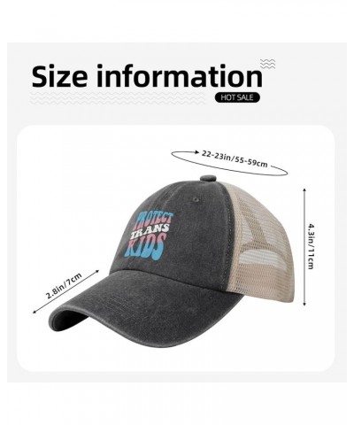 Protect Trans Kids Transgender Cowboy Hat Vintage Mesh Baseball Cap Women Trucker Hat Men Dad Hat Snapback Hat Black Black $8...