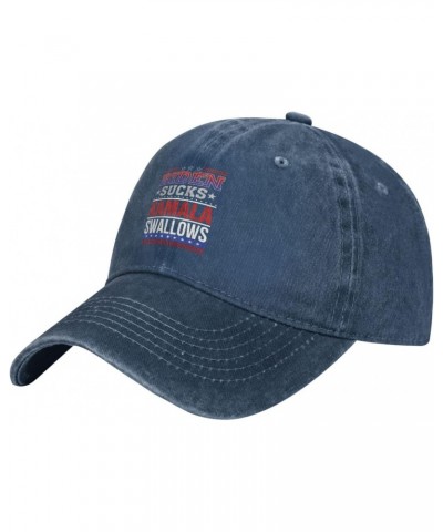 Biden Sucks Kamala Swallows Anti Joe Biden Anti-Democrat Adult Washable Cowboy Baseball Cap for Men Women Navy Blue $10.35 Ba...