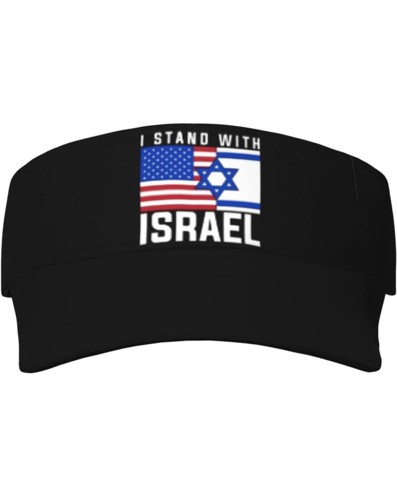 American I Stand with Israel USA Flag Visor Hats Novelty Adjustable Sport Sun Visor Cap Empty Top Baseball Hat for Men and Wo...