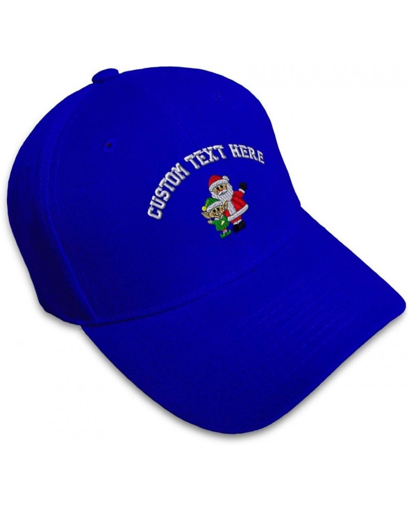 Baseball Cap Christmas Santa Elf Embroidery Holidays and Occasions Royal Blue Personalized Text Here $11.61 Baseball Caps