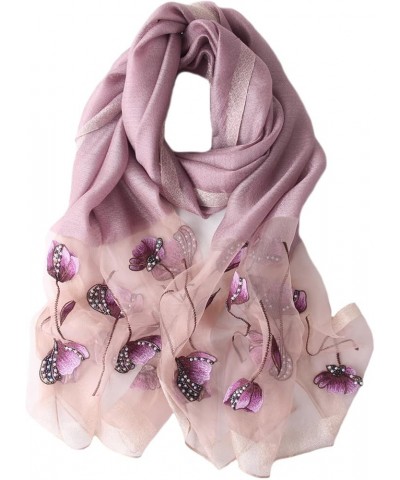 Silk Scarf Elegant Soft Scarf Shawls and Wraps for Weddings Embroidered silk scarf Shade Scarves for Women Light Purple $9.68...