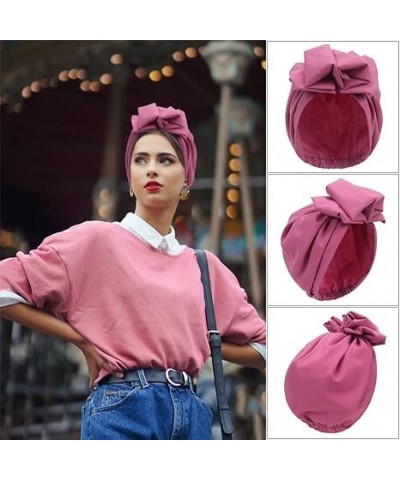 Women French Retro Turban Cap Flower Headwrap Beanies Muslim Headscarf Bonnet Female Headpiece Turmeric $11.43 Skullies & Bea...