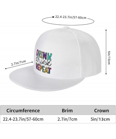 Drink Drink Repeat Snapback Hats for Men Baseball Cap Trucker Hat Flat Brim Hats White $11.66 Baseball Caps