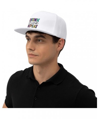 Drink Drink Repeat Snapback Hats for Men Baseball Cap Trucker Hat Flat Brim Hats White $11.66 Baseball Caps