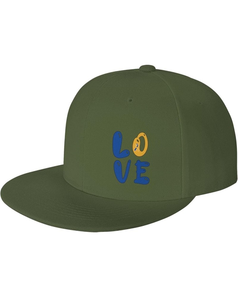 Snapback Baseball Cap Love Down Syndrome Awareness for Men Women Moss Green $10.49 Baseball Caps