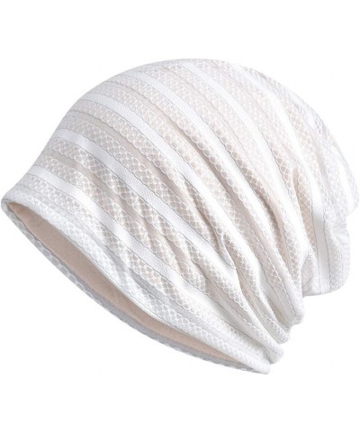 Women's Baggy Slouchy Chemo Sleep Beanie Hat Skull Cap 2 Pack White & Black $9.35 Skullies & Beanies