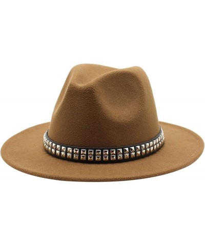 Sun Hat Womens Wool Fedoras for Women Wide Brim Top Hat Felt Elegant Ladies Jazz Cap Female Solid Winter Light Brown $15.07 F...