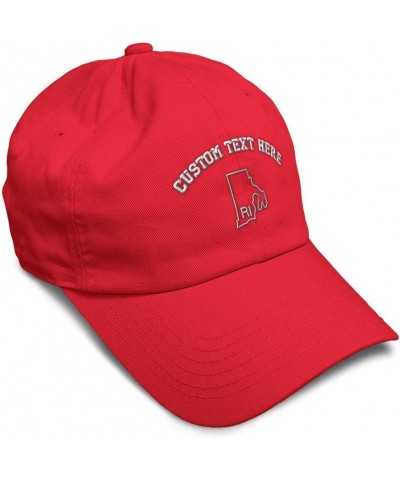 Soft Baseball Cap Rhode Island State Map Ri Embroidery Names Cotton Dad Hats for Men & Women Red Personalized Text Here $16.2...