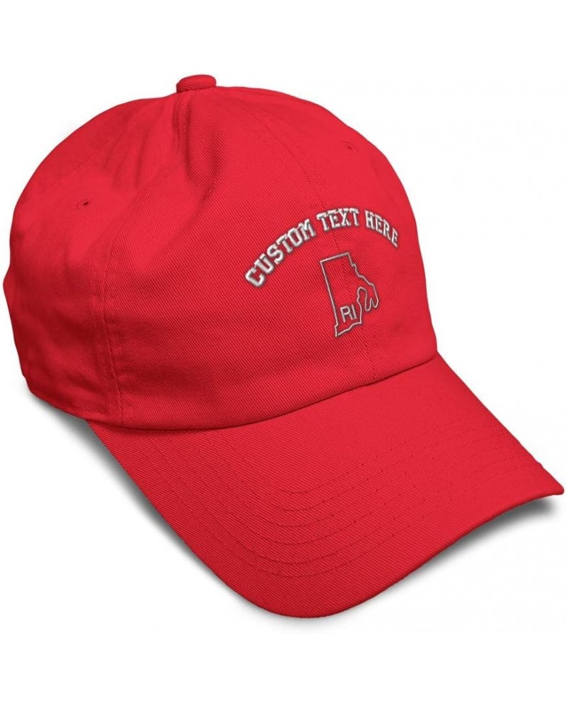 Soft Baseball Cap Rhode Island State Map Ri Embroidery Names Cotton Dad Hats for Men & Women Red Personalized Text Here $16.2...