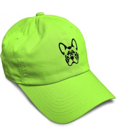 Custom Soft Baseball Cap French Bulldog Silhouette Embroidery Dogs Twill Cotton Dad Hats for Men & Women Lime Design Only $15...