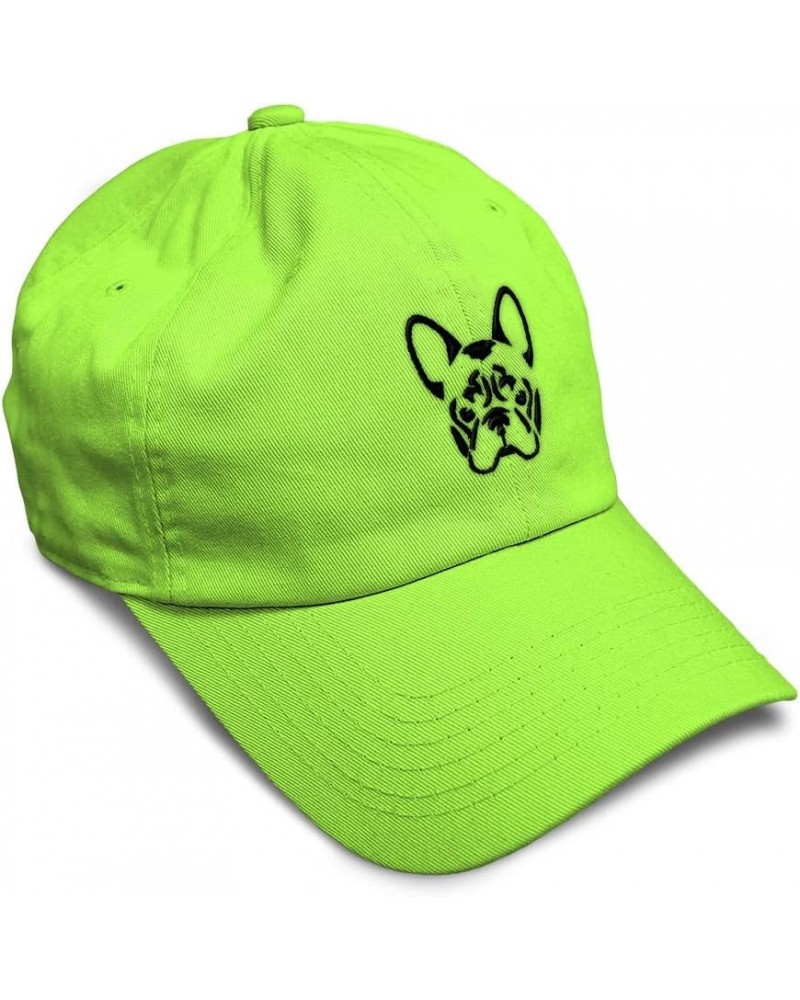 Custom Soft Baseball Cap French Bulldog Silhouette Embroidery Dogs Twill Cotton Dad Hats for Men & Women Lime Design Only $15...