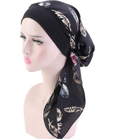 Cancer Headwear Print Cap Turban Casual Loose Women's Caps Head Wrap Hats Black $8.42 Skullies & Beanies