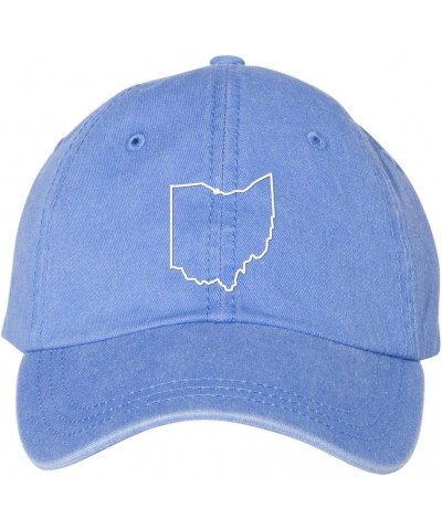 Ohio Outline Embroidered Baseball Cap Adjustable Cotton Dad Hat Pigment-Dyed Periwinkle $17.36 Baseball Caps