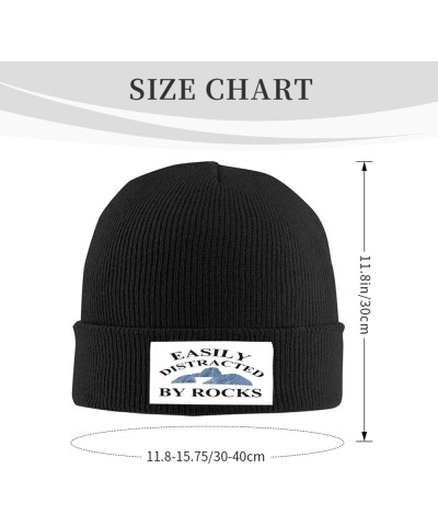 Easily Distracted by Rocks Hat for Men Women Warm Winter Hats Funny Beanie Fashion Cap Black $9.89 Skullies & Beanies