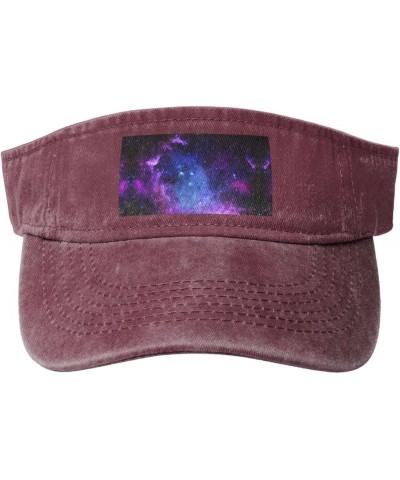 Universe Galaxy Star Space Sun Visor Hats,Open Top Hat for Women and Men,Fishing-Hats,Adult Sunscreen Visor Cap Red $10.91 Vi...