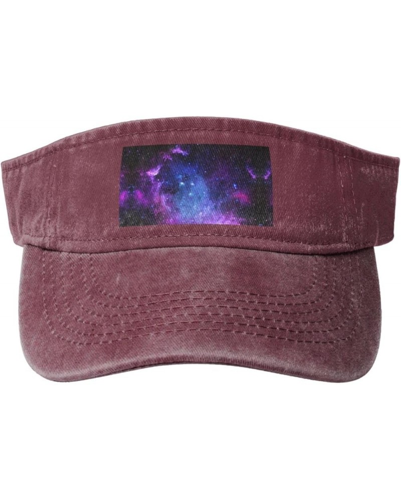 Universe Galaxy Star Space Sun Visor Hats,Open Top Hat for Women and Men,Fishing-Hats,Adult Sunscreen Visor Cap Red $10.91 Vi...