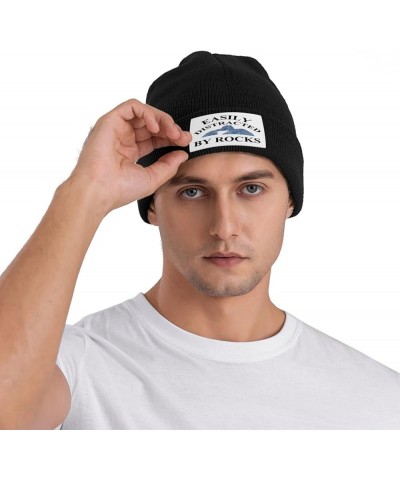 Easily Distracted by Rocks Hat for Men Women Warm Winter Hats Funny Beanie Fashion Cap Black $9.89 Skullies & Beanies