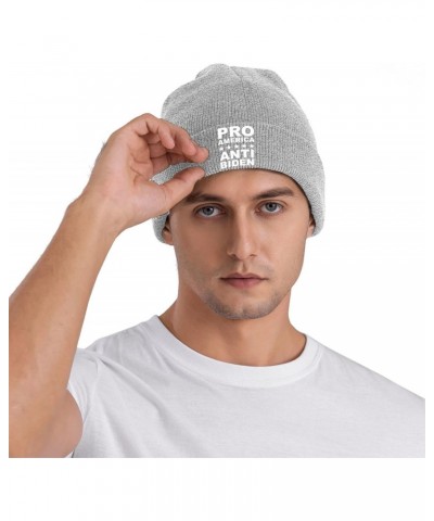 Pro America Anti Biden Cozy Winter Essential: Hand-Knitted Hat Ultimate Warmth Gray $13.11 Skullies & Beanies