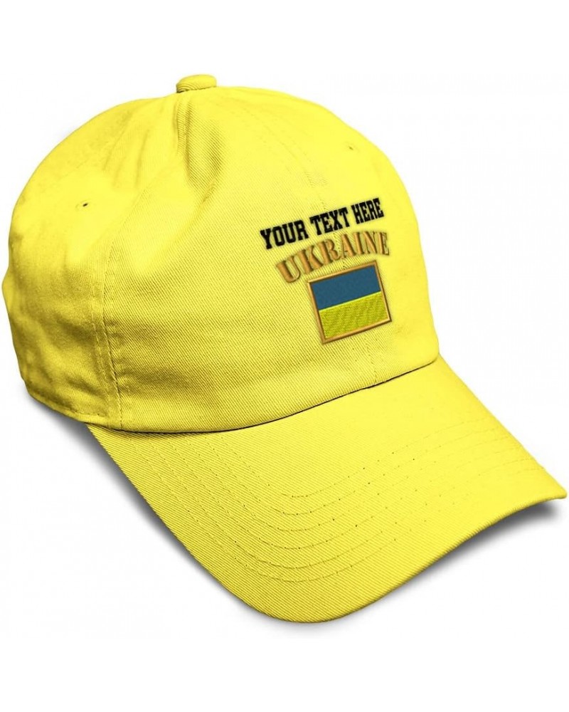 Soft Baseball Cap Ukraine Flag Embroidery Flags World Cup Soccer Cotton Embroidered Dad Hats for Men & Women Yellow Personali...