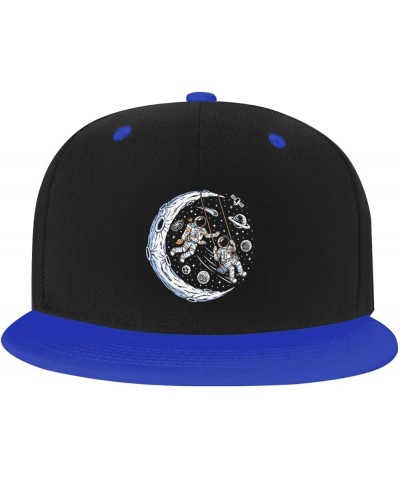 Astronauts Rocking on The Moon Baseball Cap for Men Women Snapback Hat Adjustable Flat Bill Hats Blue $13.10 Baseball Caps