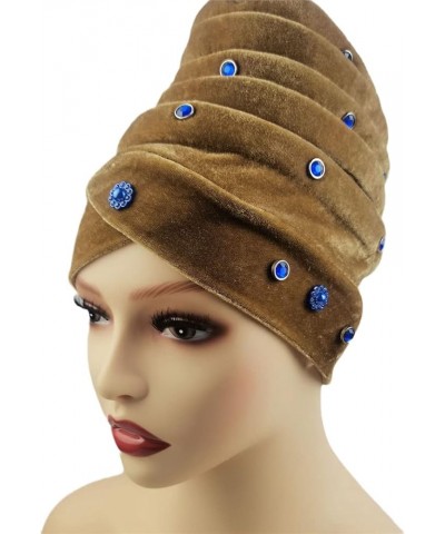 Fashion Style African Women Solid Color Tie African Caps African Hats One Size Khaki $21.15 Skullies & Beanies