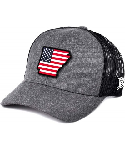 Arkansas PVC Patriot Patch Hat Curved Trucker - One Size Fits All Charcoal/Black $17.15 Baseball Caps