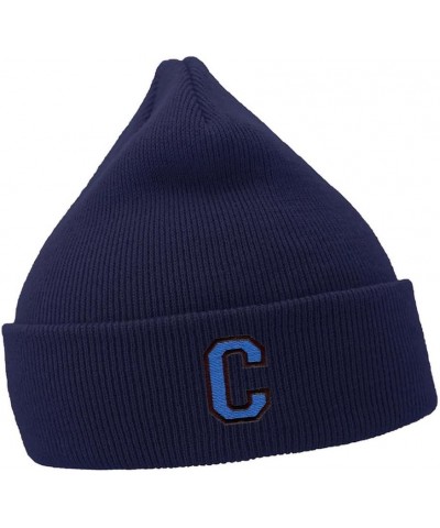 Men's Casual Winter Knit Hat Embroidered Beanie for Sport Letter C Embroidery Unisex Beanies Hats Navy Acrylic $14.49 Skullie...