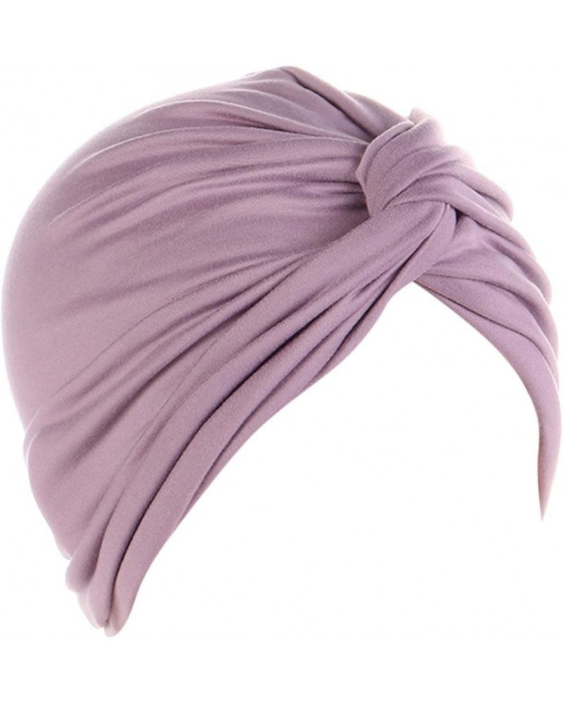 Womens Casual Muslim Turban Cap Cancer Chemo Muslim Headwrap Cap Solid Color Stretch Not Slip African Hat Purple 1 $6.74 Skul...