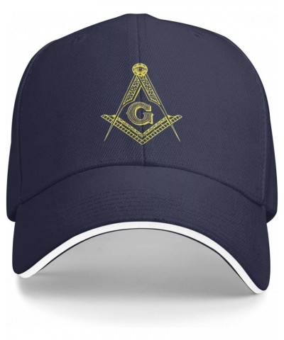 Masonic Square and Compass Safety Gift Navy Blue Snapback Hat for Men Women Hip Hop Hats Teens Adjustable Baseball Cap $10.44...