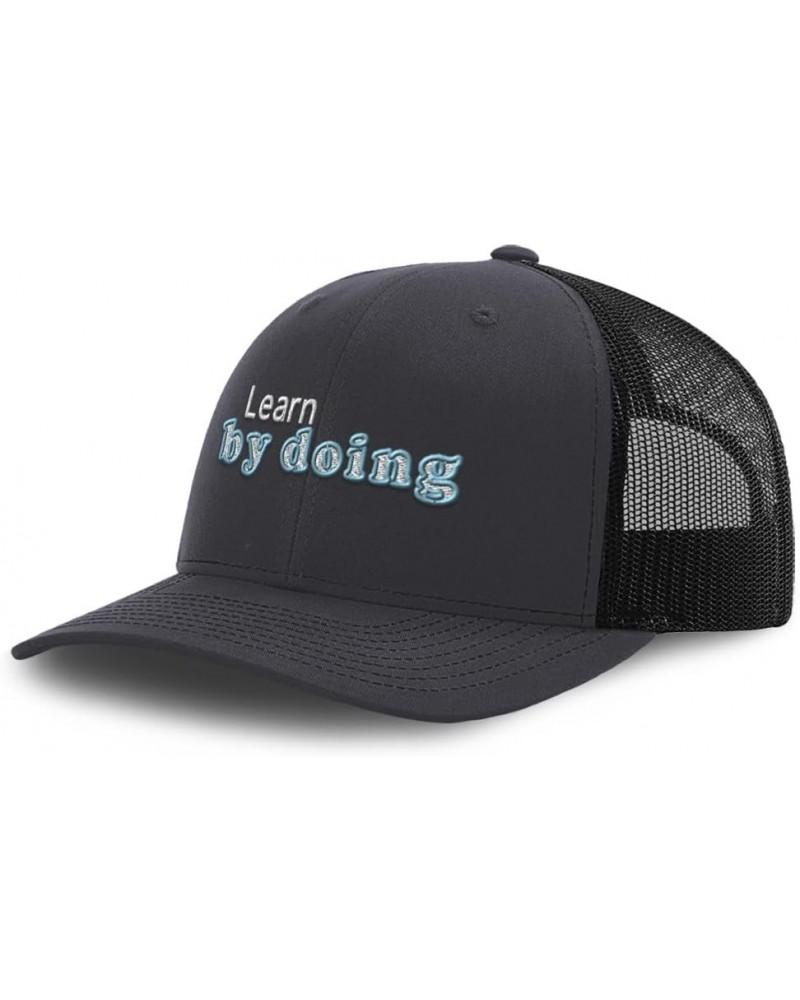 Trucker Hat Baseball Cap Learn by Doing Style B Cotton Dad Hats for Men & Women Dark Grey Black $15.95 Baseball Caps