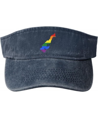 LGBT Flag Map of Monaco Sun Visor Hats for Women Men Adjustable Sports Sun Hats Cotton Golf Cap Navy Blue $14.57 Visors