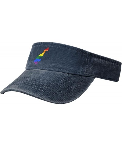 LGBT Flag Map of Monaco Sun Visor Hats for Women Men Adjustable Sports Sun Hats Cotton Golf Cap Navy Blue $14.57 Visors