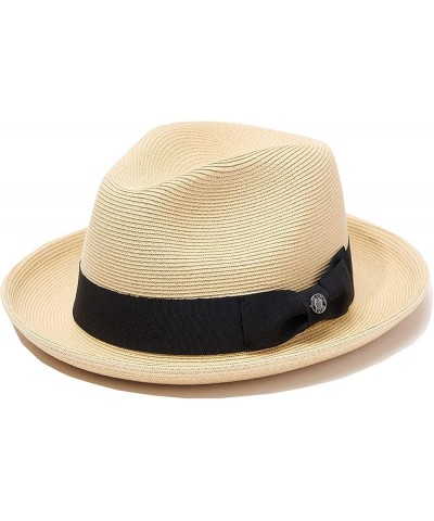 Pineapple&Star Genoa Fedora Bucket Sun Straw Beach Hat Fine Braid UPF50+ Unisex Beige_bowbk $17.20 Fedoras