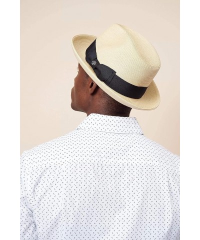 Pineapple&Star Genoa Fedora Bucket Sun Straw Beach Hat Fine Braid UPF50+ Unisex Beige_bowbk $17.20 Fedoras