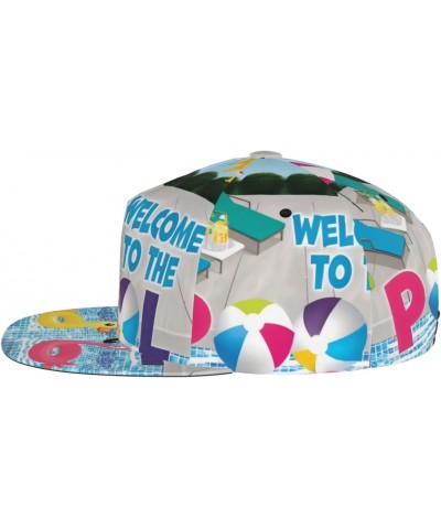 Flamingo and Swimming Pool Fashion,Polyester Flat Brim Baseball Cap,Sweat-Wicking,Breathable and Cool,Suitable for Summer,Pro...